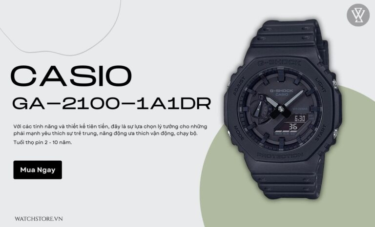 đồng hồ Casio GA-2100-1A1DR dành cho dân chạy bộ, thiết kế G-Shock bền bỉ