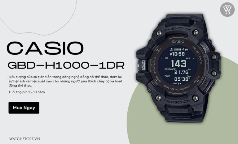 đồng hồ đo nhịp tim chạy bộ Casio GBD-H1000-1DR với tính năng GPS và cảm biến