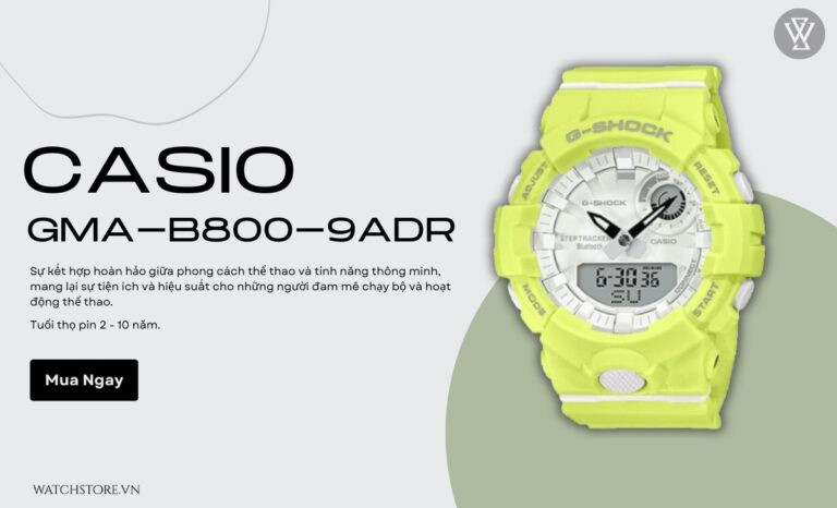 đồng hồ Casio GMA-B800-9ADR cho người chạy bộ, hỗ trợ theo dõi bước chân
