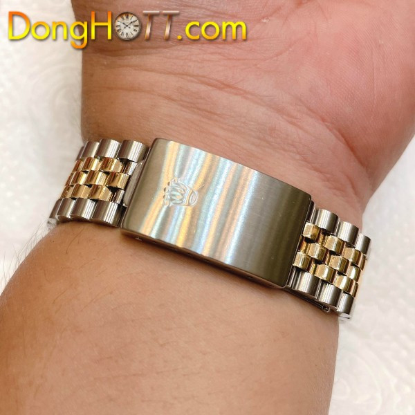 Dây đeo và khóa zin của đồng hồ Rolex automatic chính hãng bằng thép và vàng đúc 18k