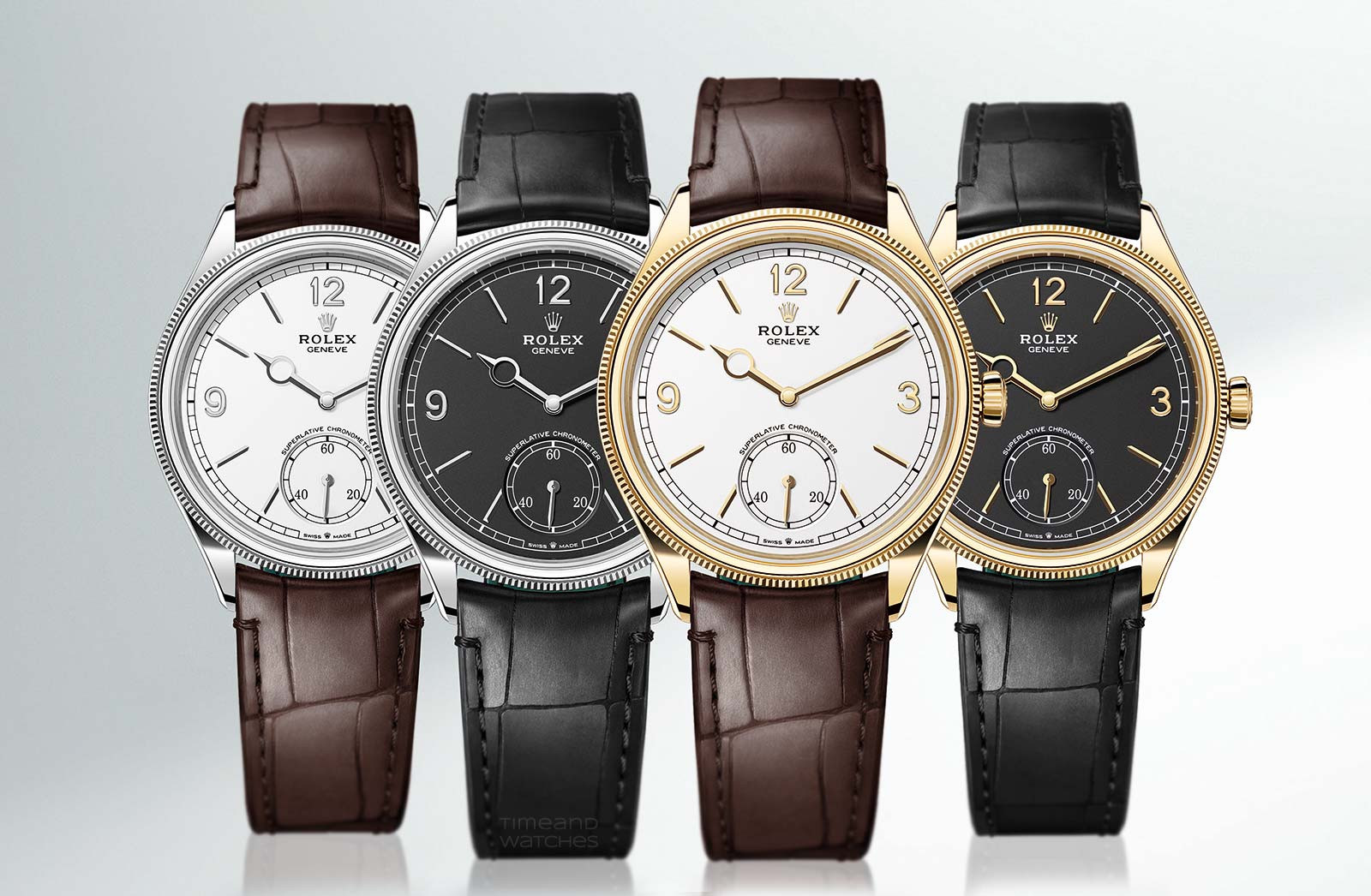 Cận cảnh mặt số tinh xảo của đồng hồ Rolex Perpetual 1908 dây da