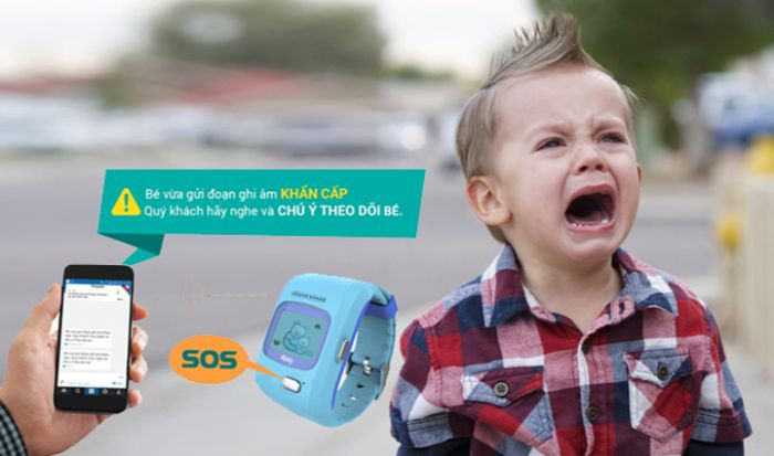 Tính năng SOS trên đồng hồ điện thoại Kiddy giúp bảo vệ trẻ