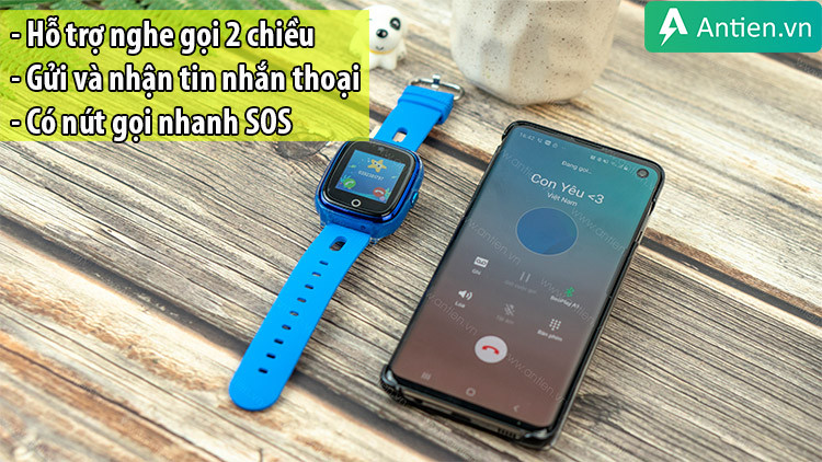 Trẻ em đeo đồng hồ định vị Wonlex KT01 thực hiện cuộc gọi hai chiều và kích hoạt SOS