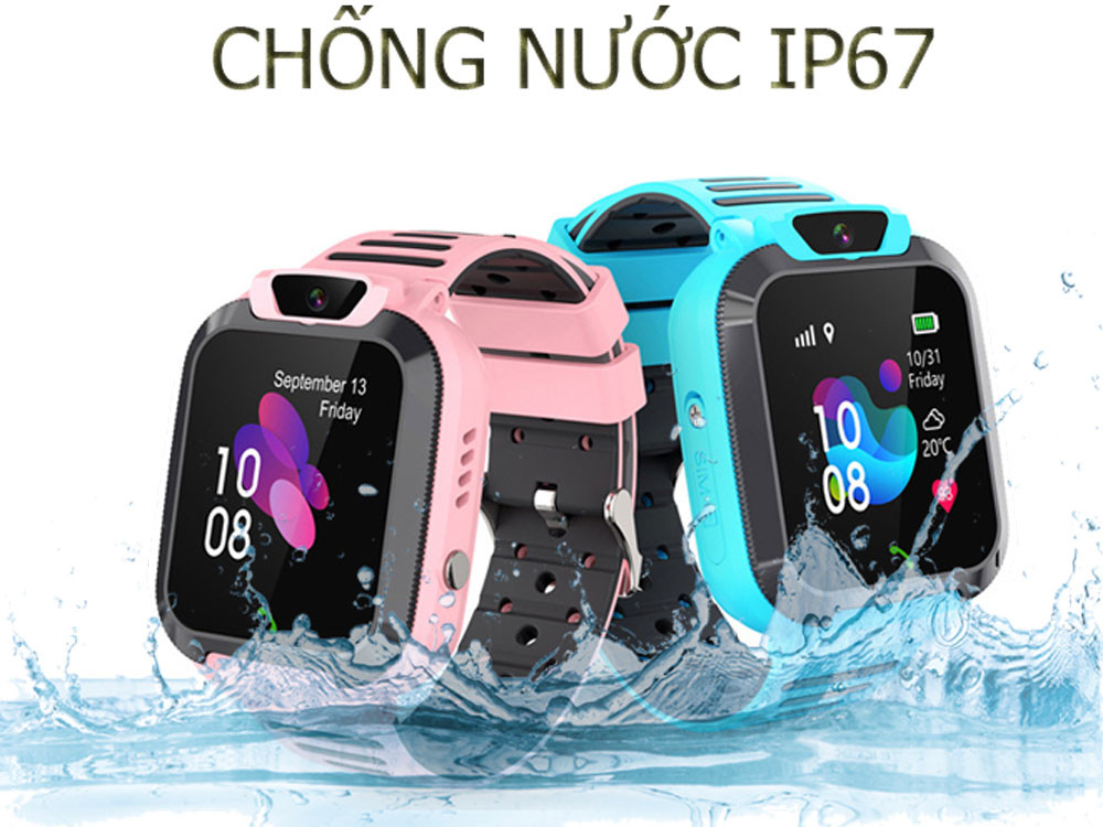 Đồng hồ điện thoại chống nước IP67 dành cho bé gái, bền bỉ và an toàn trong mọi hoạt động.