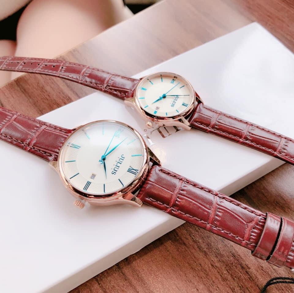 Hình ảnh chi tiết đồng hồ đôi Julius chính hãng với mặt số tinh xảo