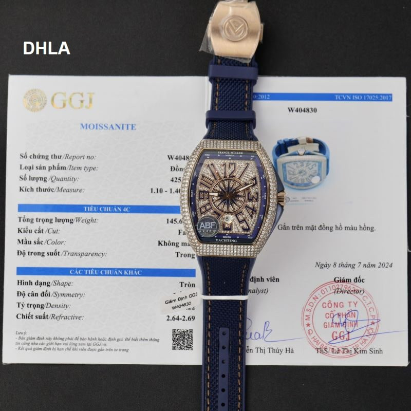 Phiên bản Franck Muller V45 Yachting ABF ETA Rep 1:1 với mặt số xanh dương và dây đeo cao su