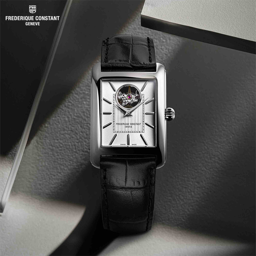 Thiết kế lộ cơ cuốn hút trên chiếc đồng hồ Frederique Constant mặt vuông FC-311S4C6