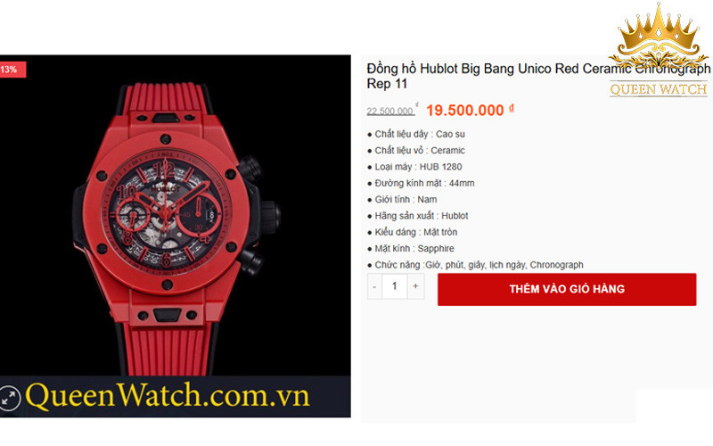 Giá đồng hồ Hublot nam siêu cấp thấp hơn đáng kể so với bản chính hãng