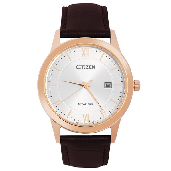 Đồng hồ Citizen 39.7mm Nam AW1232-12A dây da nâu lịch lãm