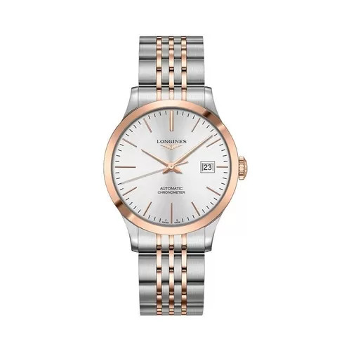 Dây đồng hồ kim loại chính hãng với thiết kế sang trọng, trên mẫu Longines Record Chronometer