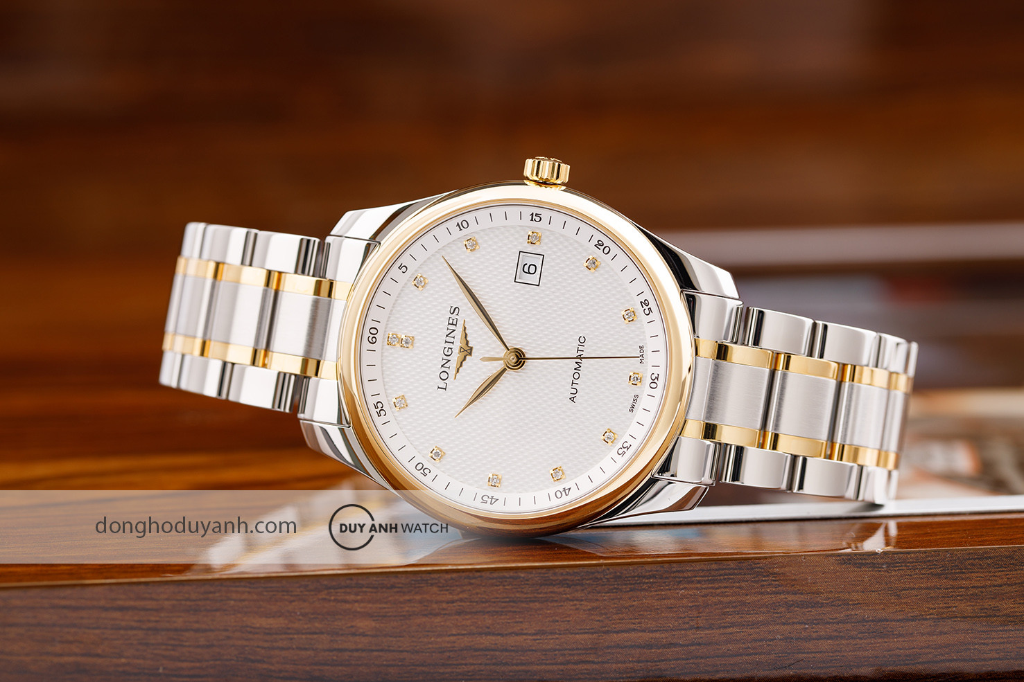 Mẫu Longines Master Collection với kim cương, đại diện cho đồng hồ kim cương nhân tạo cao cấp