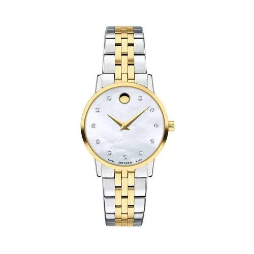 Mẫu đồng hồ nữ Movado Museum Classic chính hãng mặt khảm trai đính kim cương sang trọng