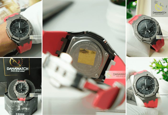 Đồng hồ Casio G-Shock GA-B2100-3ADR Custom dây cao su màu đỏ