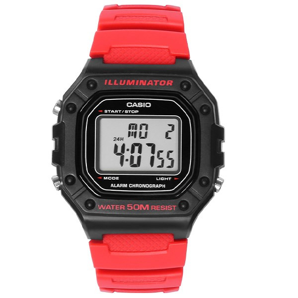 Casio nam mặt vuông W-218H-4BVDF hiển thị điện tử