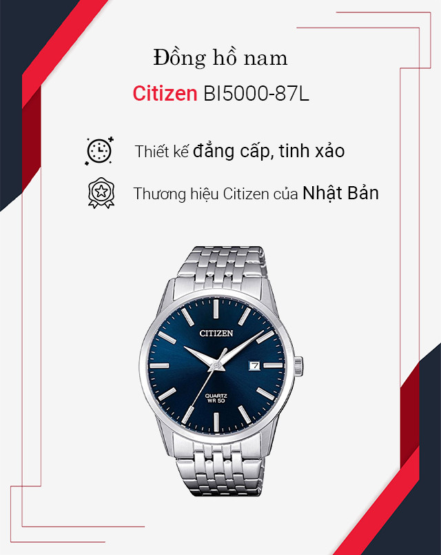 Đồng hồ nam Citizen BI5000-87L tổng quan thiết kế sang trọng