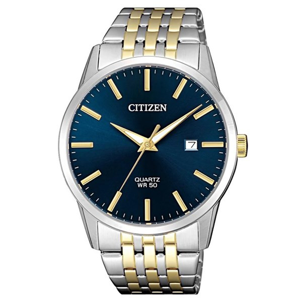 Đồng hồ Citizen nam mặt xanh BI5006-81L lịch lãm, mạnh mẽ với bộ kim và cọc số mạ vàng
