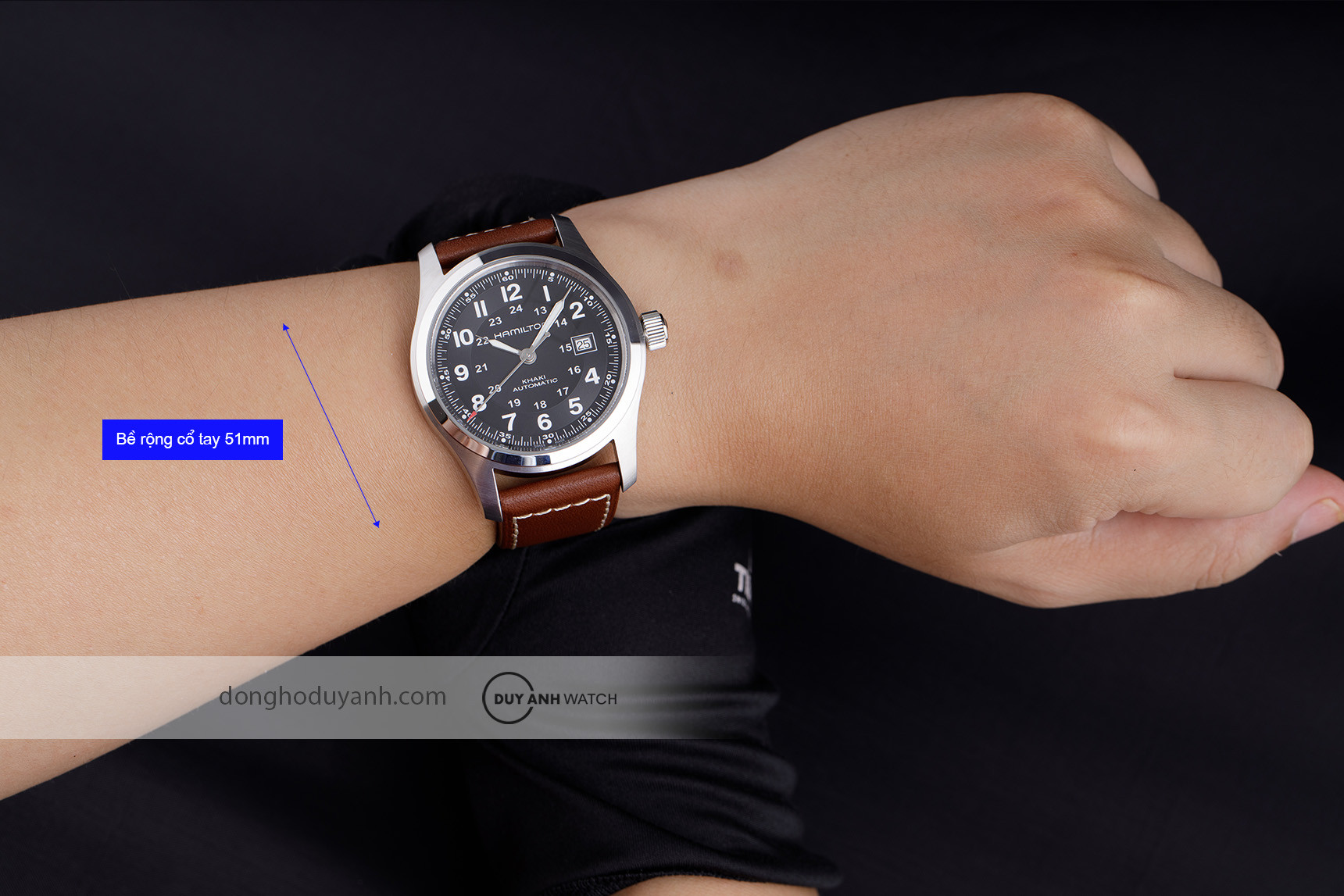 Đồng hồ dạ quang Hamilton Khaki Field H70555533 phong cách quân đội