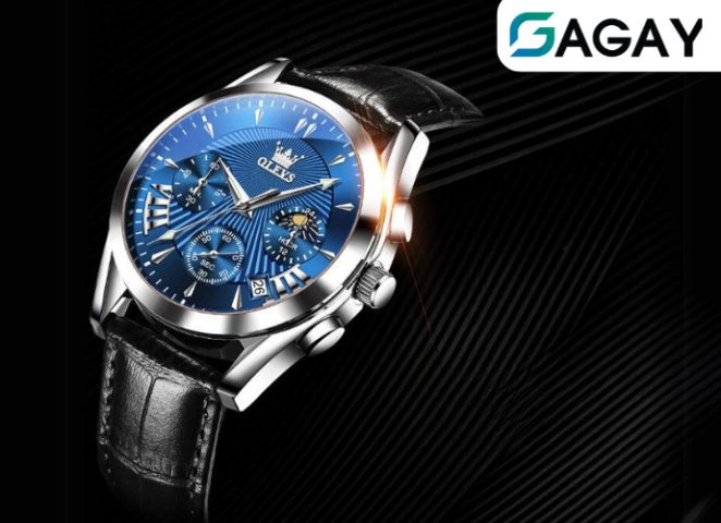 Hình ảnh tổng quan đồng hồ nam OLEVS 2876 dây da nâu sang trọng