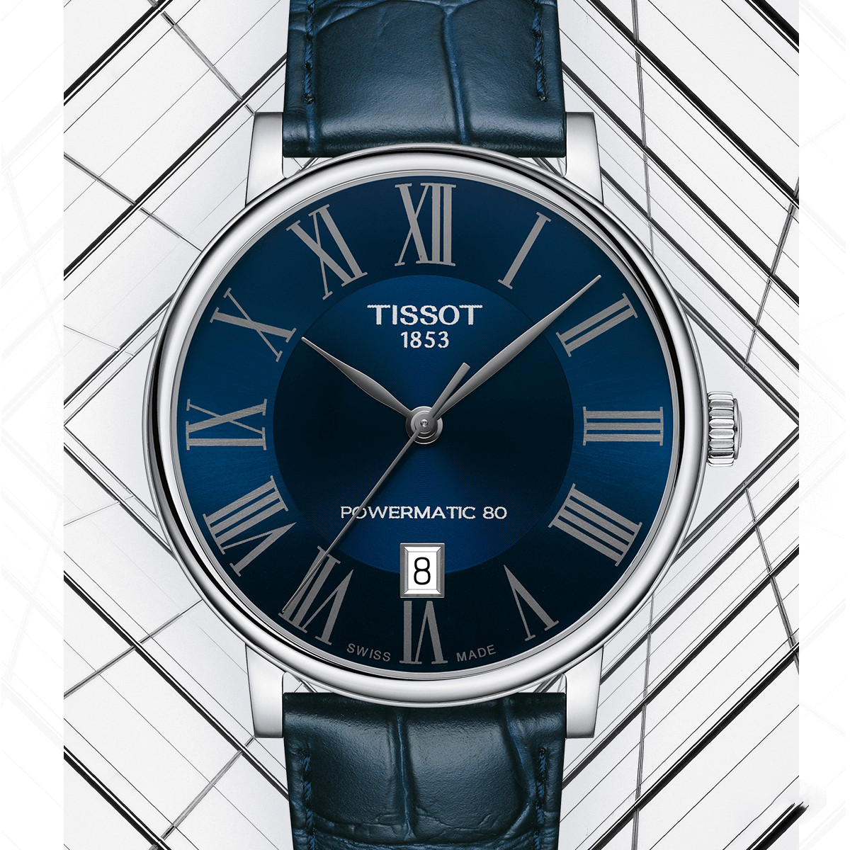 Mặt số đồng hồ Tissot Carson Powermatic 80 hiển thị rõ nét