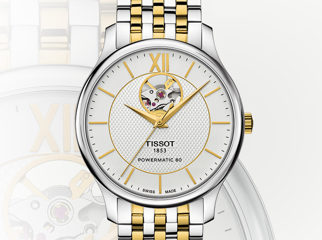 Đồng hồ Tissot Tradition Powermatic 80 Open Heart lộ cơ độc đáo