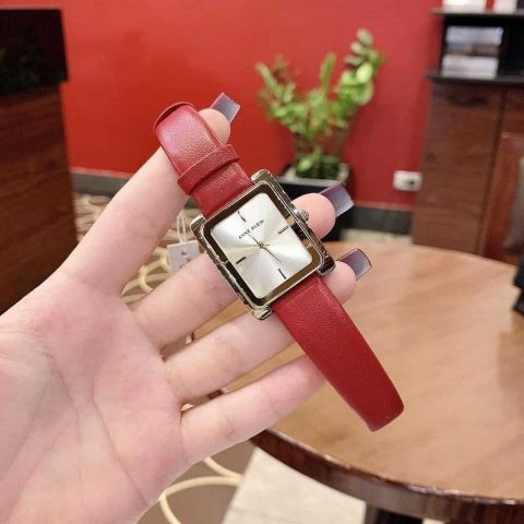 Đồng hồ Anne Klein AK/2706CH mặt vuông dây da đen thanh lịch