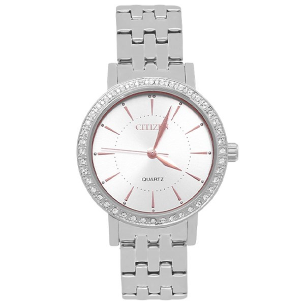 Đồng hồ Citizen EL3041-87X với khung viền thép không gỉ chắc chắn