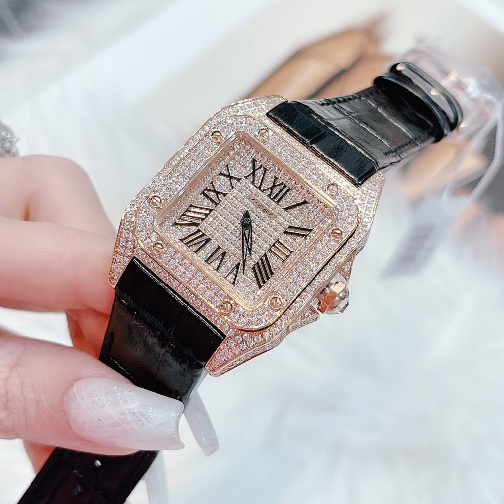 Đồng hồ X-Cer nữ mặt vuông đính đá Swarovski lấp lánh