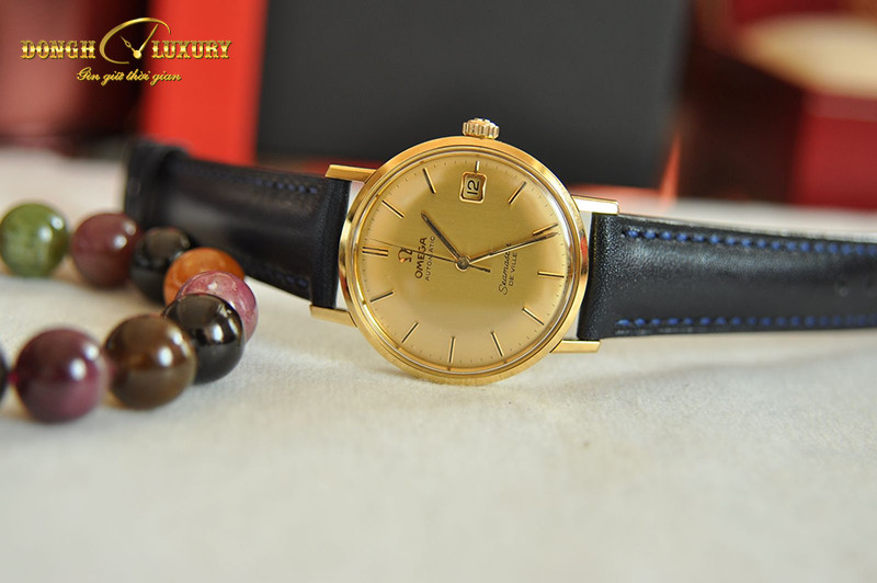Đồng hồ Omega cổ mạ vàng 18K Constellation mặt số vàng