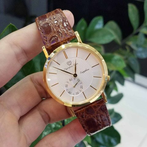 Đồng hồ Olympia Star OPA58012-07LK_GL trắng với dây da nâu