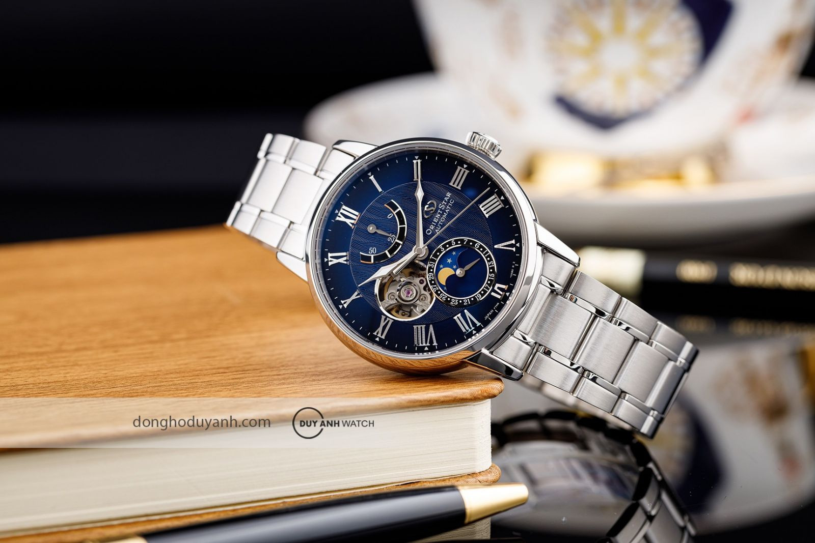 Đồng hồ Orient Star nam chính hãng với chức năng Moon Phase