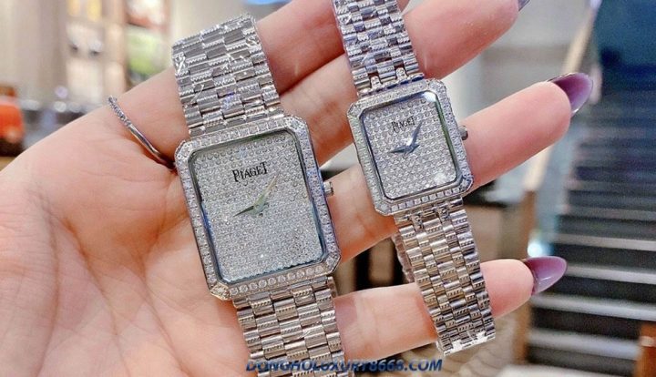 Đồng hồ Piaget nam mặt vuông đính đá sang trọng với vỏ thép 316L