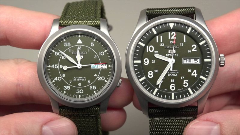 Đồng hồ Seiko 5 quân đội huyền thoại với mặt số màu xanh, là một trong những lựa chọn phổ biến trong phân khúc đồng hồ Seiko dưới 2 triệu đồng