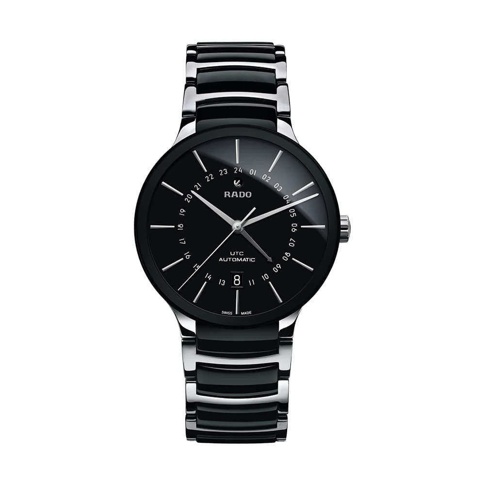 Cận cảnh đồng hồ nam dây đá ceramic Rado Centrix R30166152 tích hợp GMT.