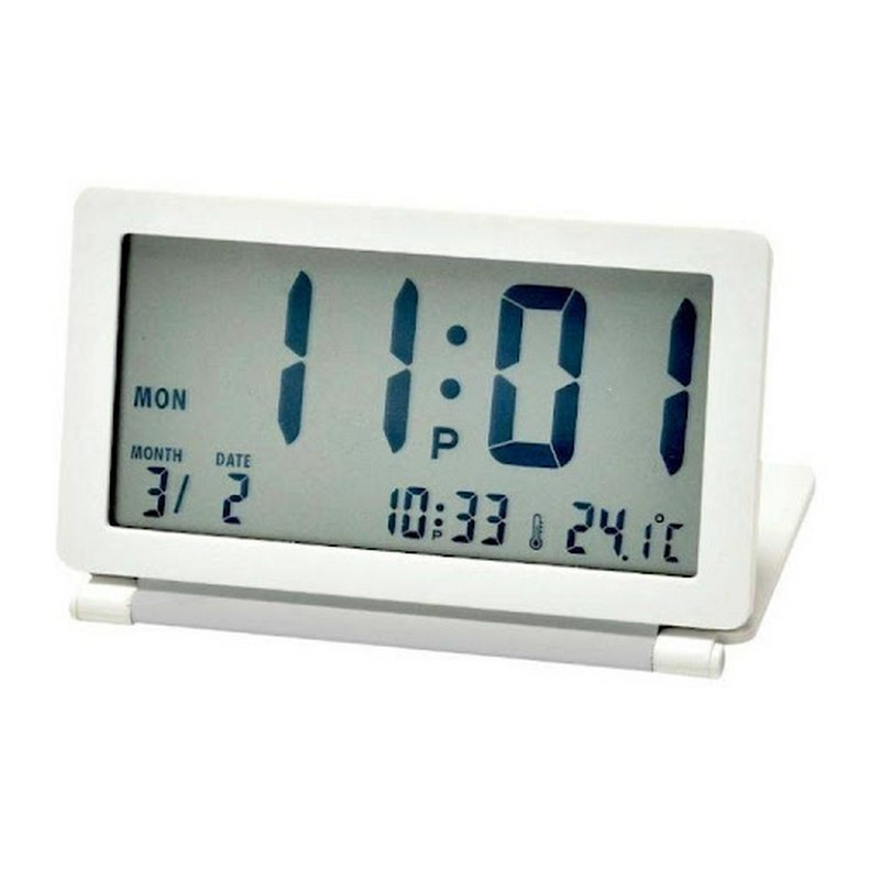 Đồng hồ báo thức để bàn RHYTHM LCT098NR03 mini, màu bạc sang trọng