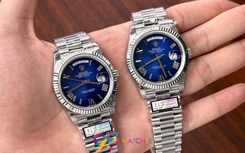 Ảnh minh họa: Một mẫu đồng hồ Rolex Daydate Replica 1:1 với mặt số xanh Blue
