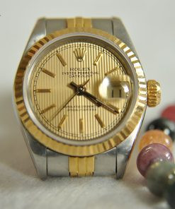 Đồng hồ Rolex 69173 Datejust nữ 5 số mặt sọc demi vàng 18k