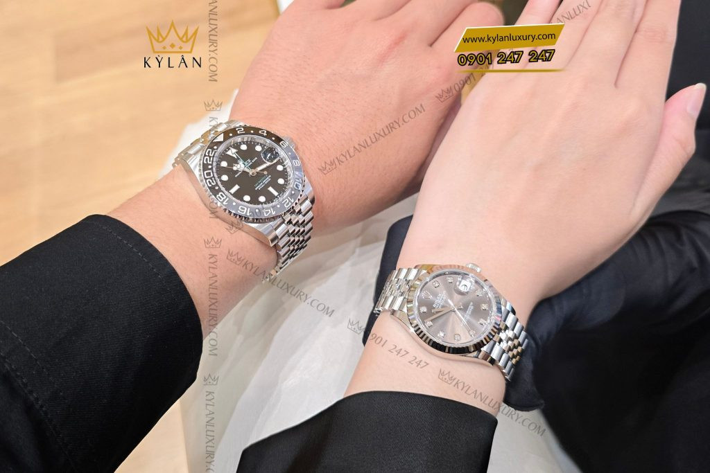 Đồng hồ Rolex nữ mặt đen Datejust 278274 làm từ thép Oystersteel và vàng trắng 18K.
