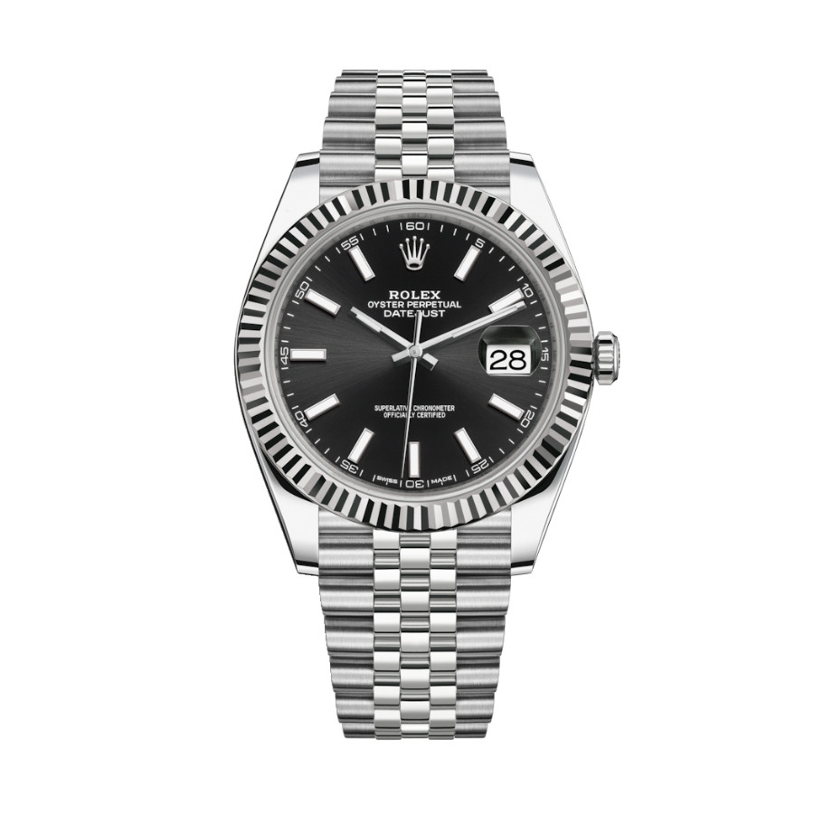 Đồng hồ Rolex Datejust 41 với mặt số đen và dây đeo Jubilee
