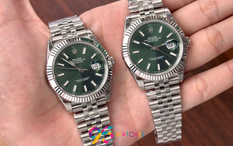 Một chiếc đồng hồ Rolex Datejust Replica 1:1 với mặt số xanh lá cây độc đáo, giá trong tầm 10 triệu đồng