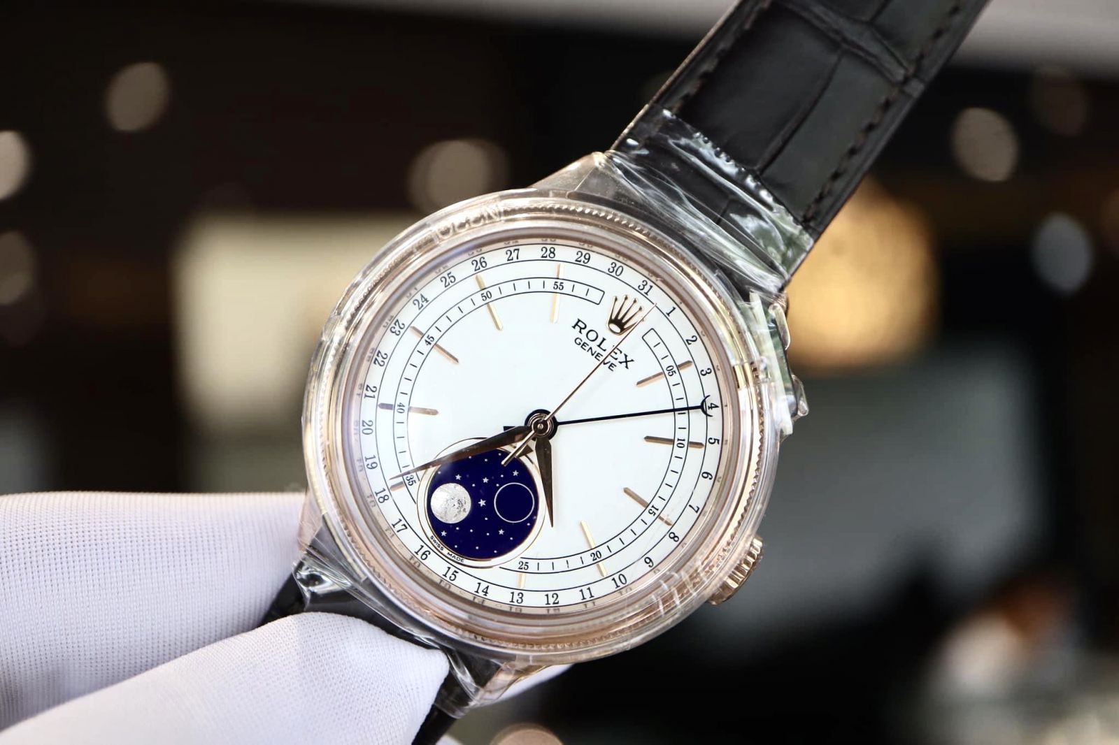 Đồng hồ Rolex Oyster Perpetual 39 nam dây da màu nâu