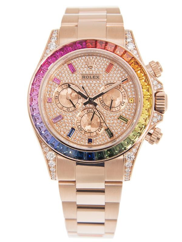 Vành Bezel đính đá quý cầu vồng của đồng hồ Rolex nam Daytona đính kim cương