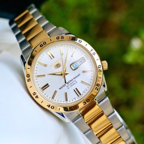 Đồng hồ đeo tay Seiko 5 Automatic SNKE04K1 chính hãng, mặt số vàng nổi bật