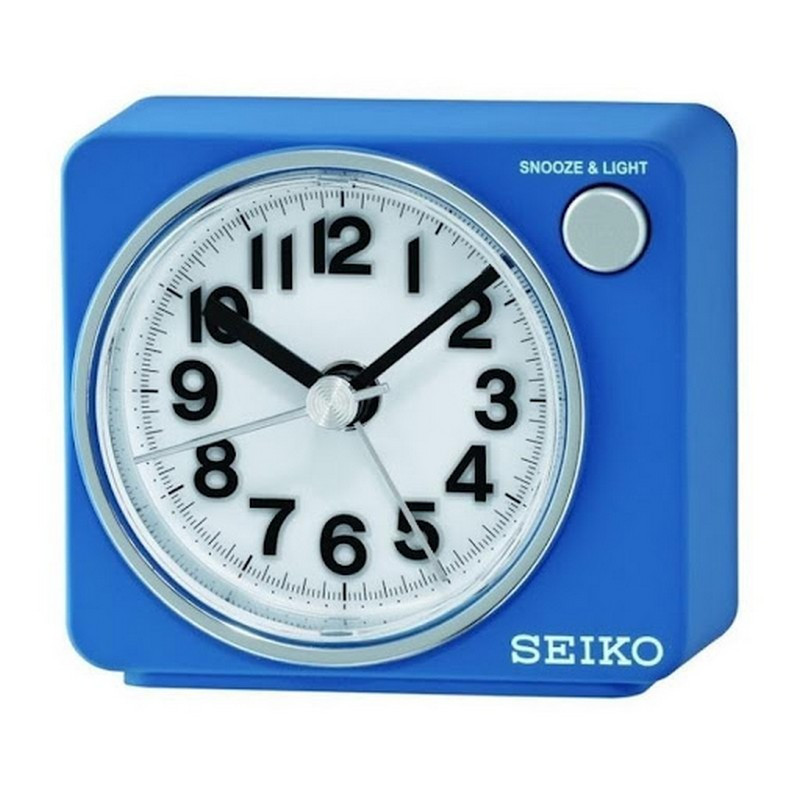 Đồng hồ báo thức để bàn SEIKO QHE100L nhỏ gọn, màu xanh tươi mát