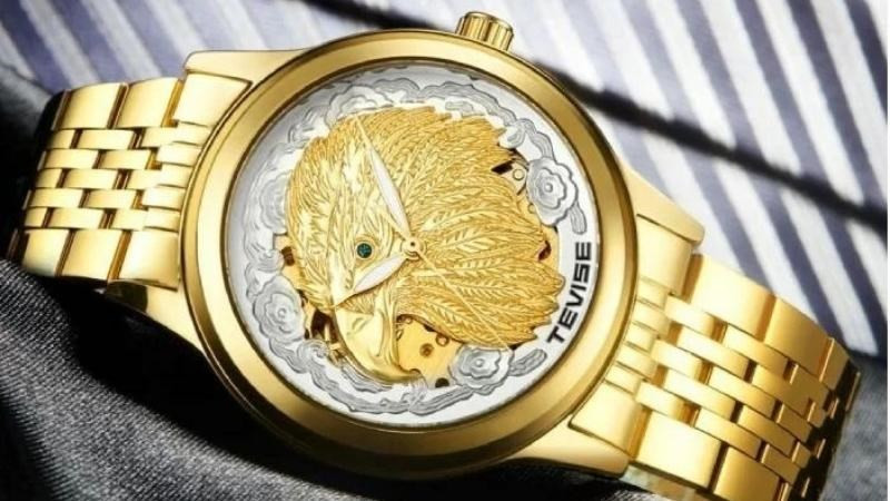 Thiết kế đồng hồ Tevise với hình ảnh rồng phượng phương Đông