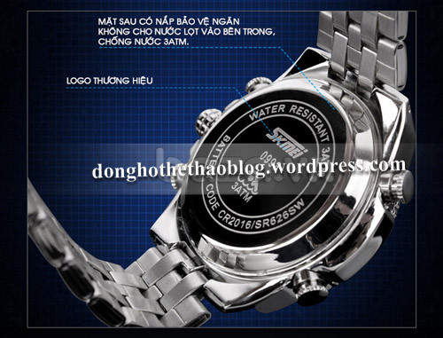 Mặt sau và khóa cài của đồng hồ Skmei thể thao