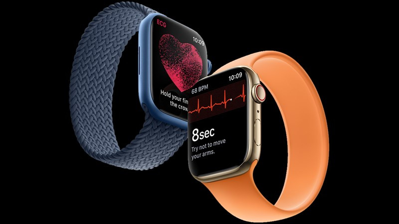 Đồng hồ Apple Watch Series 7, thiết bị theo dõi sức khỏe cho nữ với khả năng đo điện tâm đồ và oxy máu.