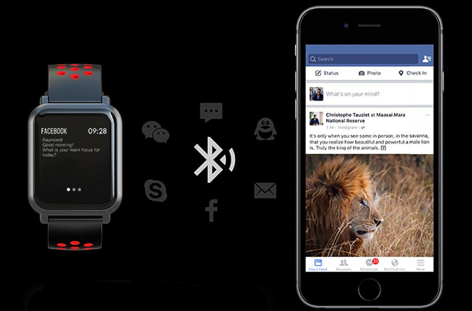 Đồng hồ thông minh S9 Plus kết nối ổn định với điện thoại qua Bluetooth 4.0