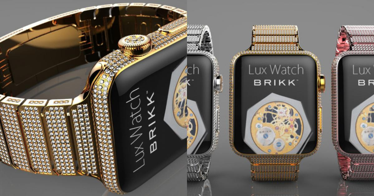 Cận cảnh đồng hồ thông minh nhất thế giới Brikk Lux Watch Omni nạm kim cương tinh xảo.