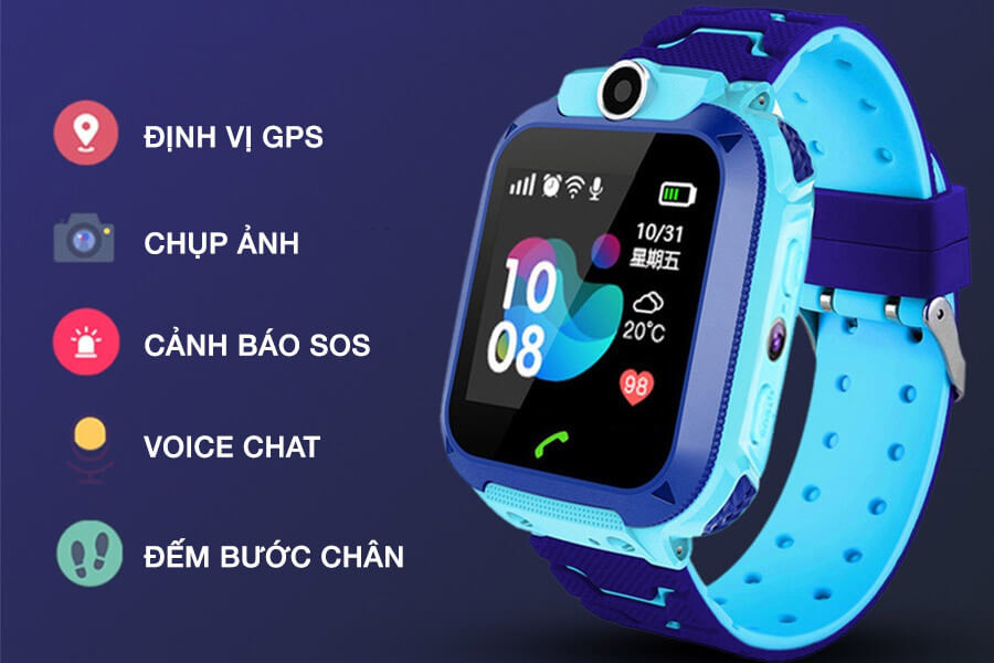 Mẫu đồng hồ thông minh định vị Q12 cho bé với màn hình hiển thị rõ ràng