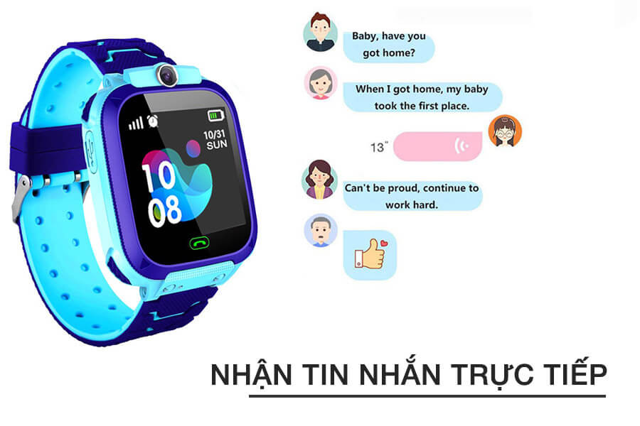 Đồng hồ Q12 màu hồng đáng yêu, phù hợp với bé gái, dây đeo silicon mềm mại